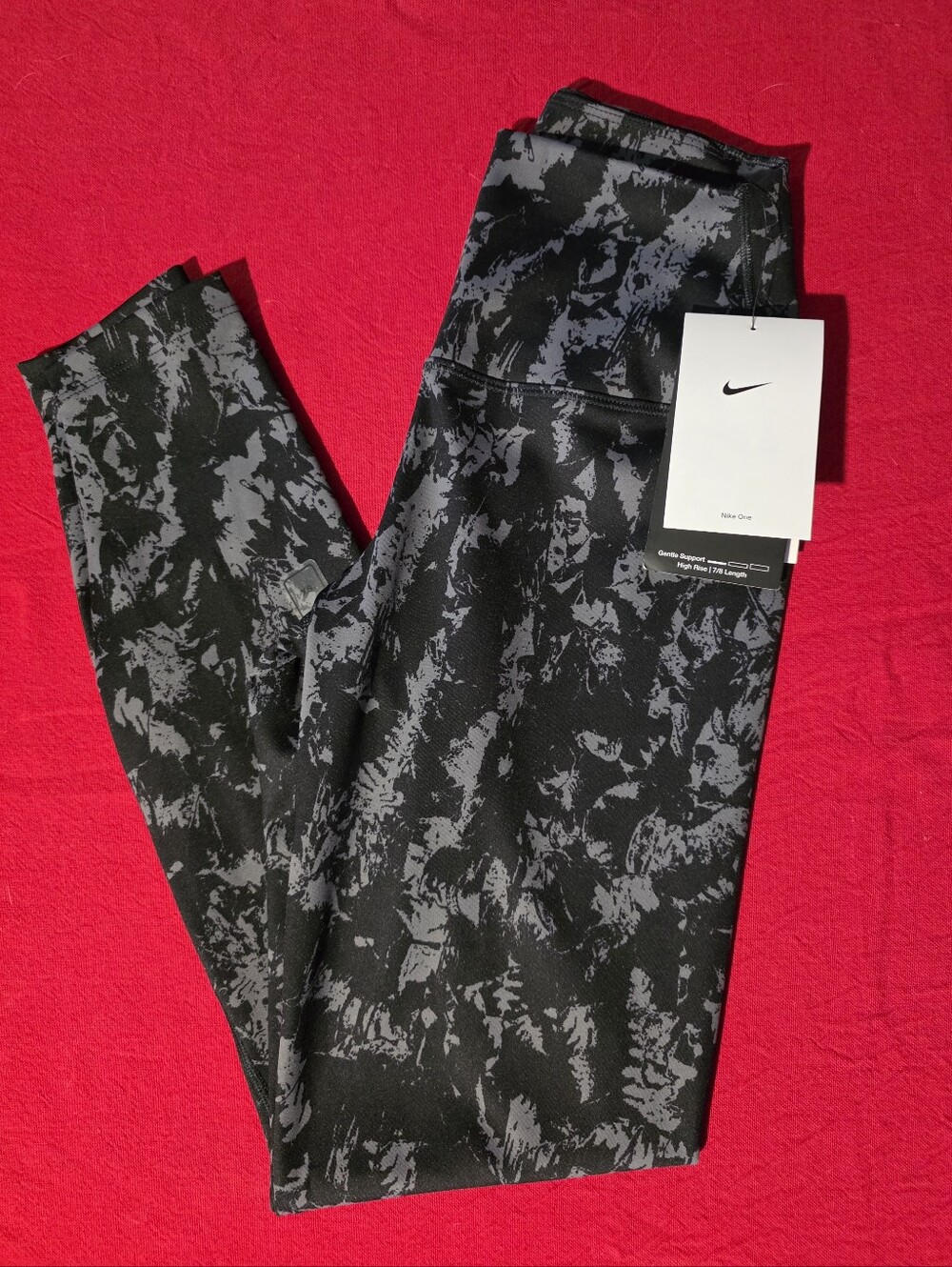 Nike Black with Gray Abstract Print Women's Athletic Leggings